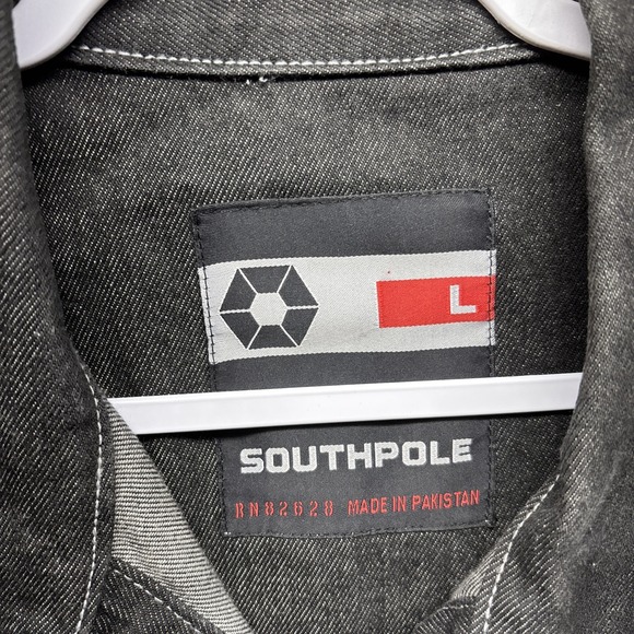 Southpole Vintage Mens LARGE Y2K 90s Denim Button Trucker Jacket Jnco Pocket EUC - Picture 2 of 16